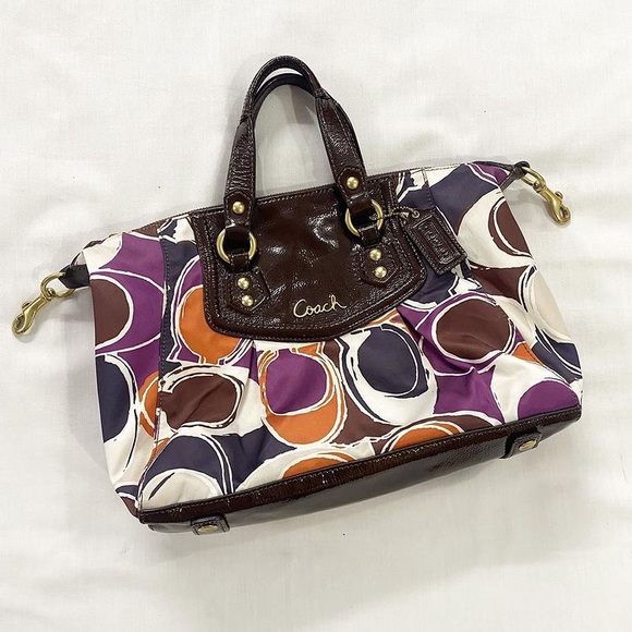 ❗️SOLD ❗️Coach F20034 Brown Multi Ashley Hand Scarf Print Satchel Bag Purse - Picture 2 of 10